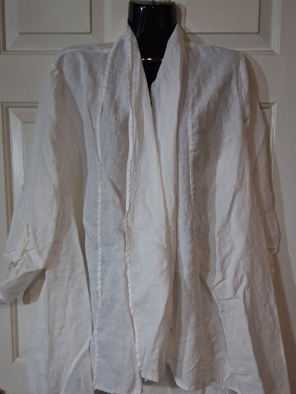 Saks Fifth Avenue White Linen Open-Front Cape Jacket